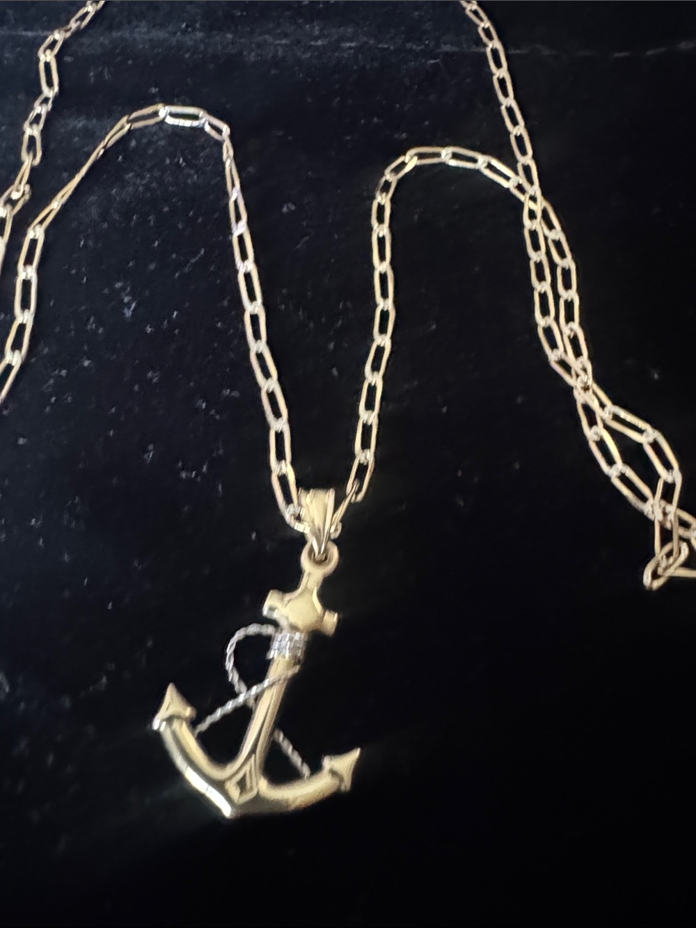 14K Gold -Gold Anchor Pendant Necklace - 22 inch
